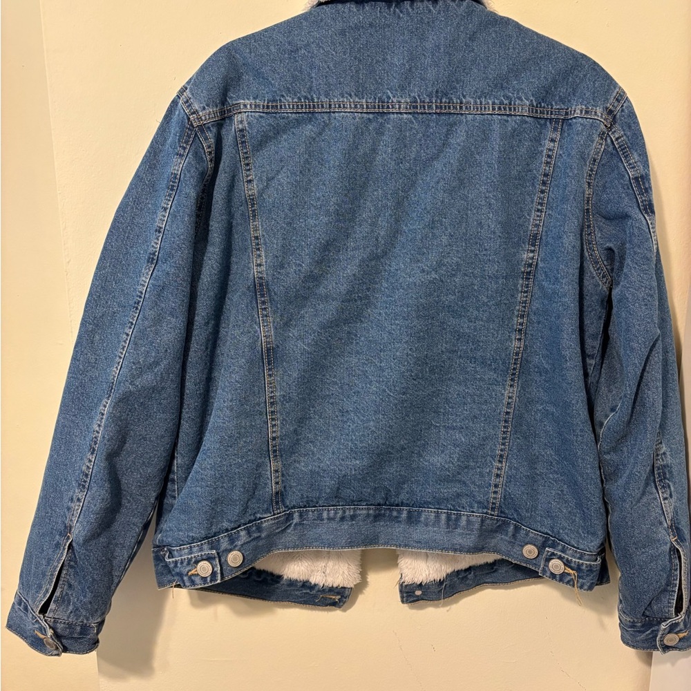 Zara Blue Denim Jacket with White Fleece Lining